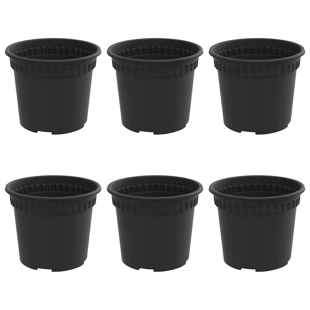 Vidaxl macetero redondo 6 piezas negro ø 12,5 x 10 cm plástico