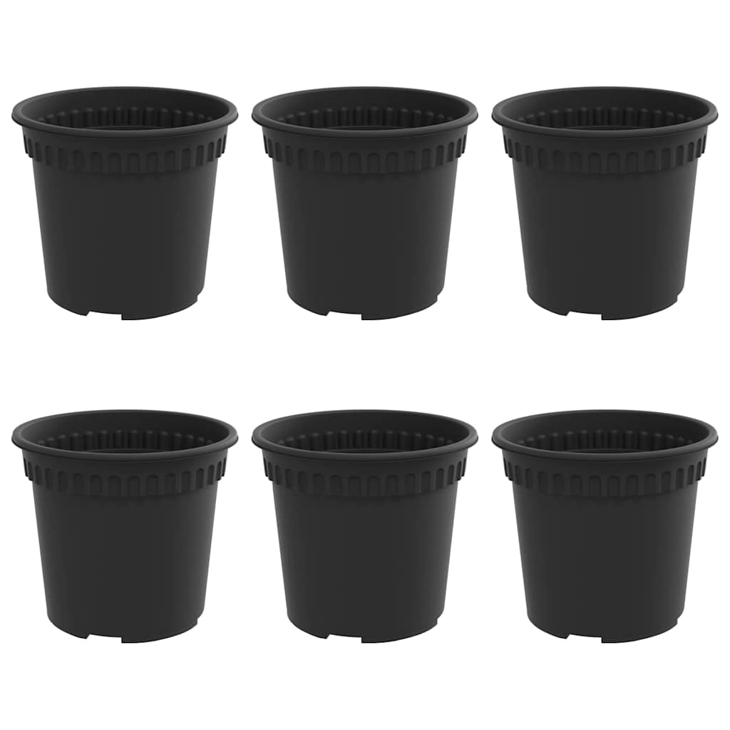 VidaXL macetero redondo 6 piezas negro ø 15 x 12 cm plástico