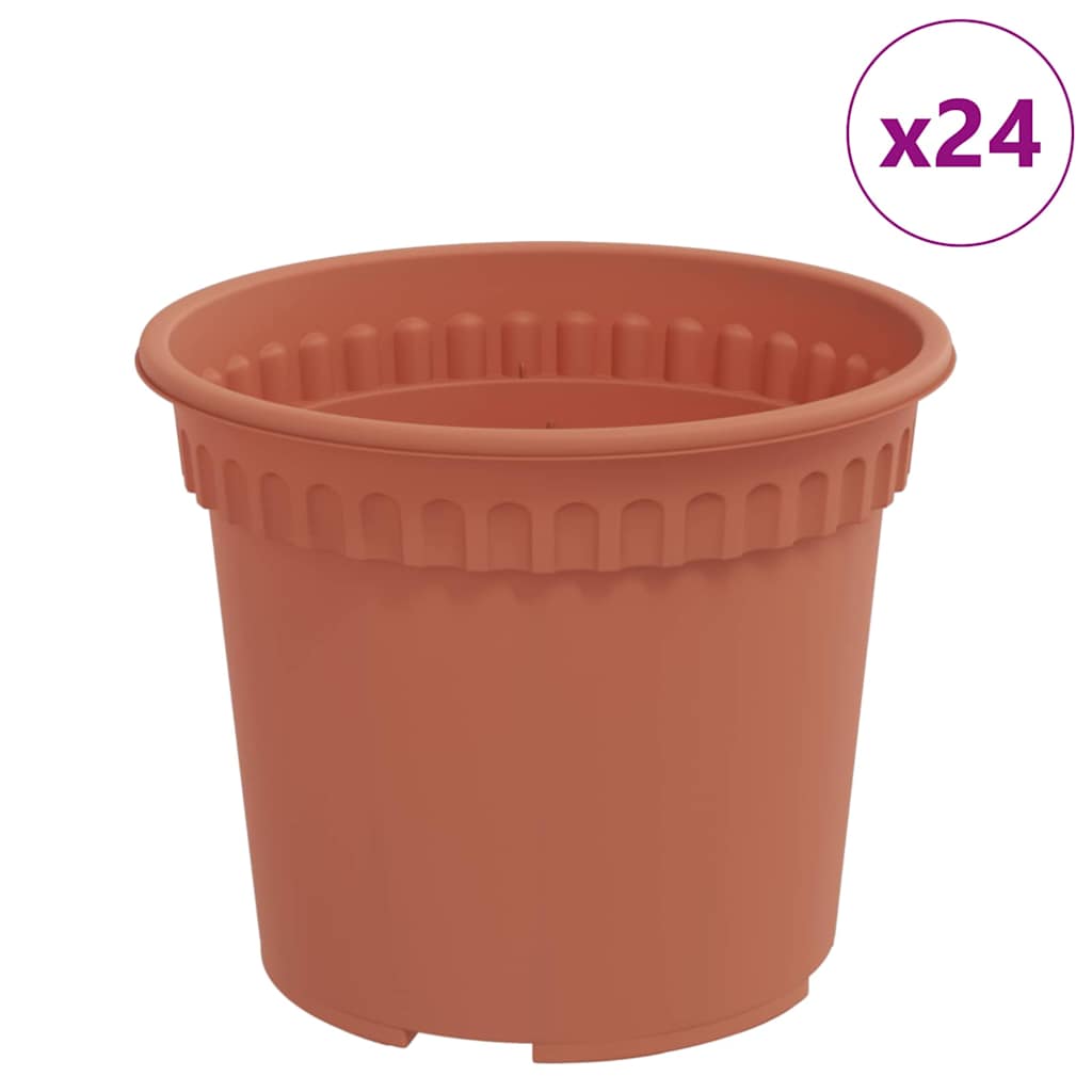 Vidaxl macetero redondo 24 piezas rojo ladrillo ø 12,5 x 10 cm plástico