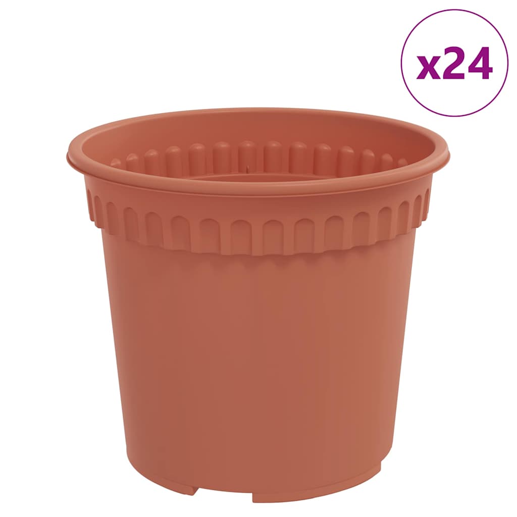 Vidaxl macetero redondo 24 piezas rojo ladrillo ø 15 x 12 cm plástico