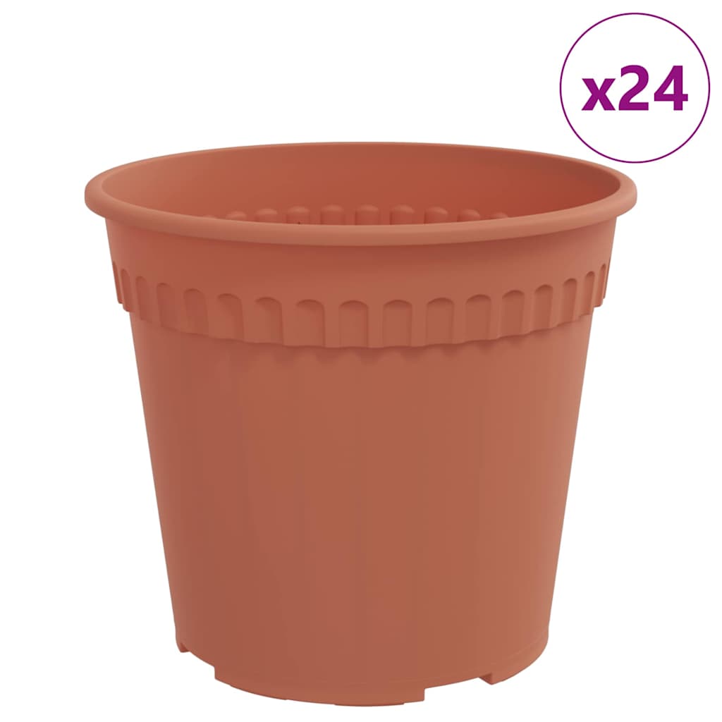 Vidaxl macetero redondo 24 piezas rojo ladrillo ø 19 x 16 cm plástico
