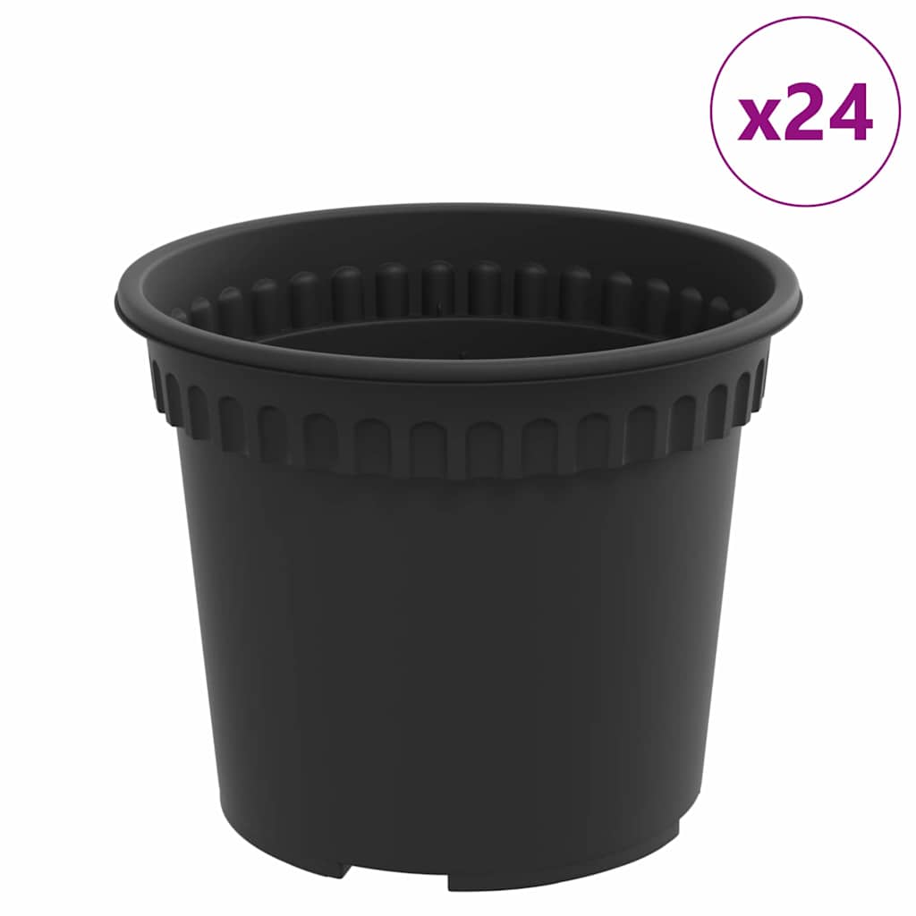 Vidaxl macetero redondo 24 piezas negro ø 12,5 x 10 cm plástico