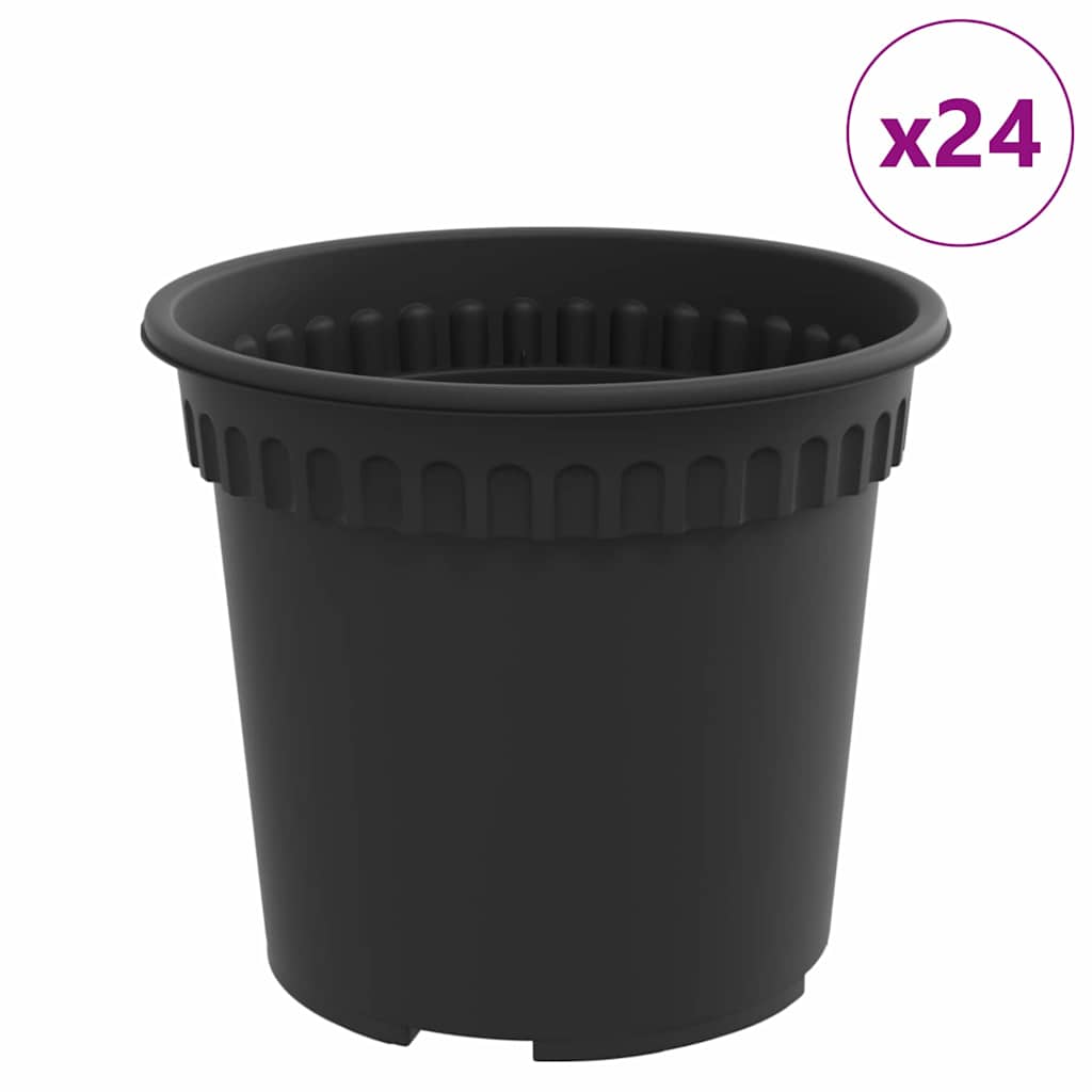 VidaXL macetero redondo 24 piezas negro ø 15 x 12 cm plástico