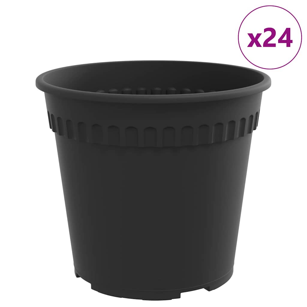 Vidaxl macetero redondo 24 piezas negro ø 19 x 16 cm plástico