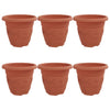 VidaXL macetero redondo 6 piezas rojo ladrillo ø 26 x 21,5 cm plástico