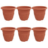 VidaXL macetero redondo 6 piezas rojo ladrillo ø 26 x 21,5 cm plástico