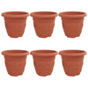 VidaXL macetero redondo 6 piezas rojo ladrillo ø 26 x 21,5 cm plástico