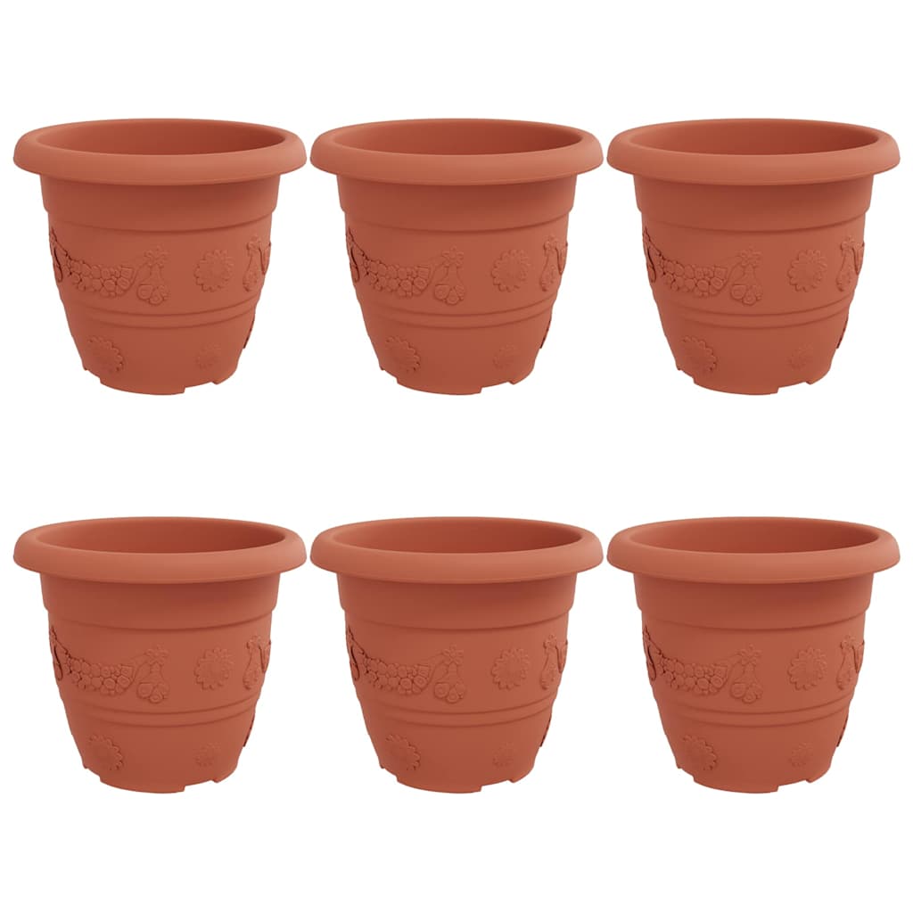 VidaXL macetero redondo 6 piezas rojo ladrillo ø 26 x 21,5 cm plástico