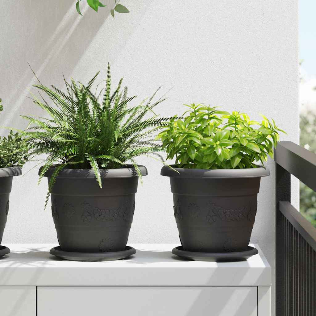 VidaXL macetero redondo 6 piezas negro ø 26 x 21,5 cm plástico
