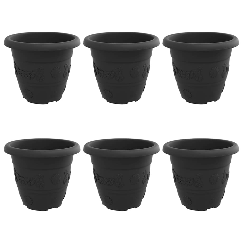 VidaXL macetero redondo 6 piezas negro ø 26 x 21,5 cm plástico