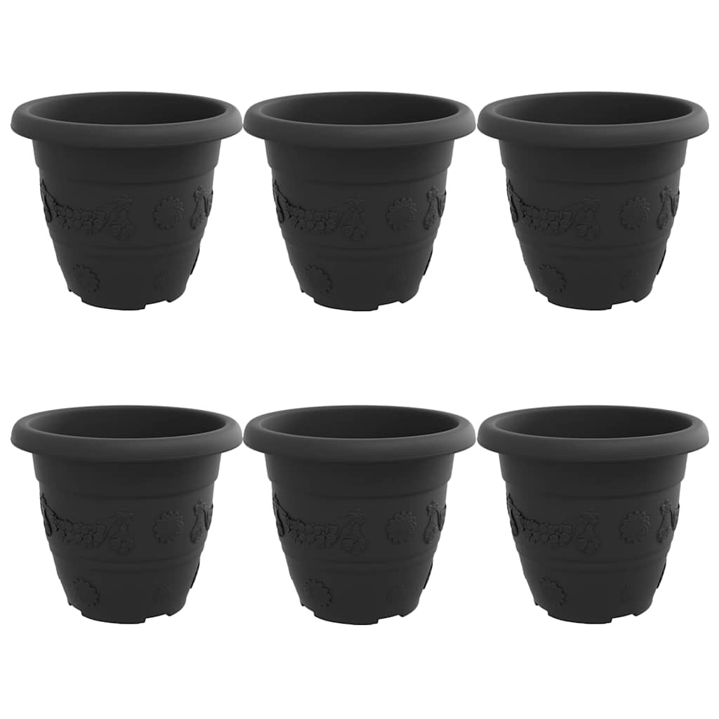 VidaXL macetero redondo 6 piezas negro ø 26 x 21,5 cm plástico