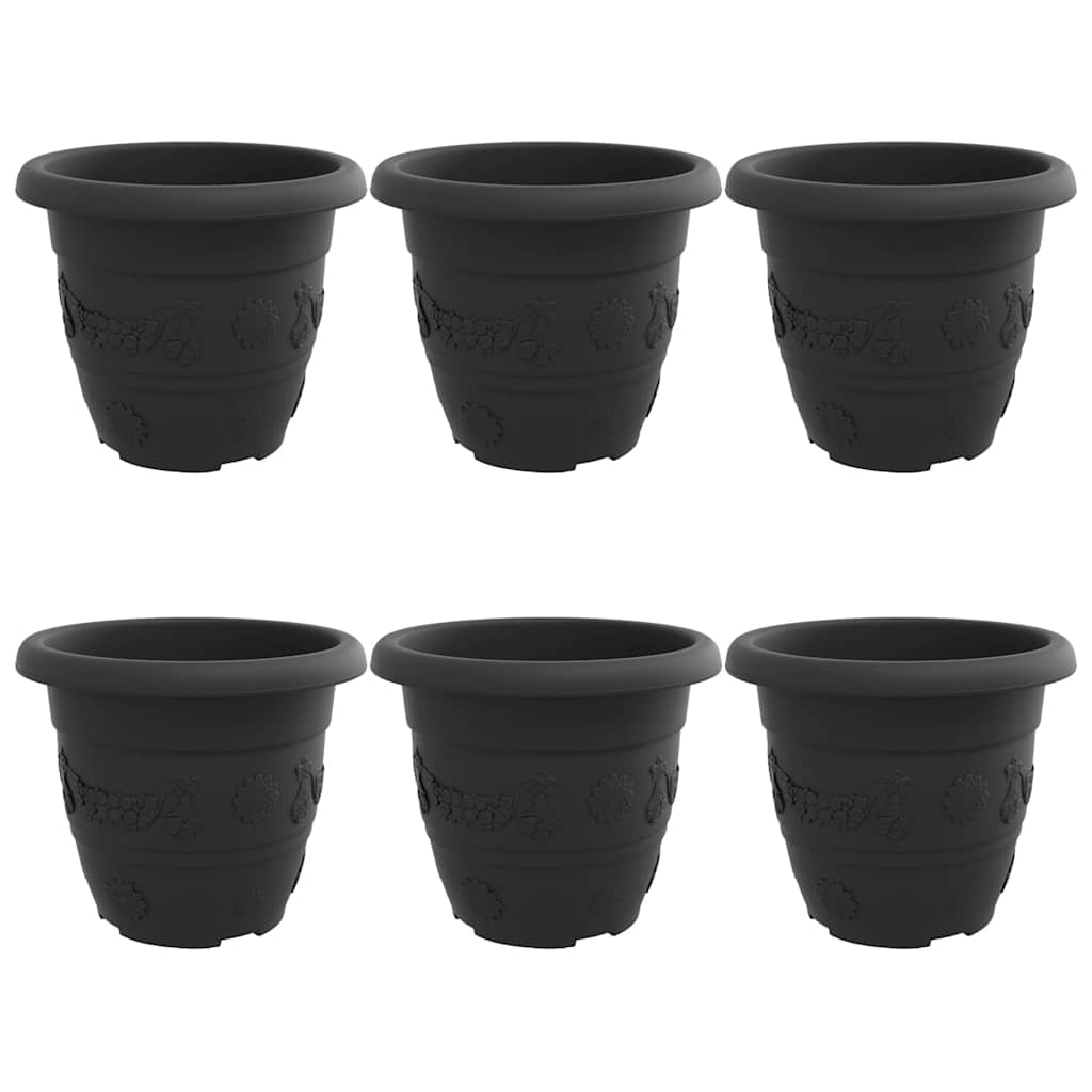 VidaXL macetero redondo 6 piezas negro ø 26 x 21,5 cm plástico