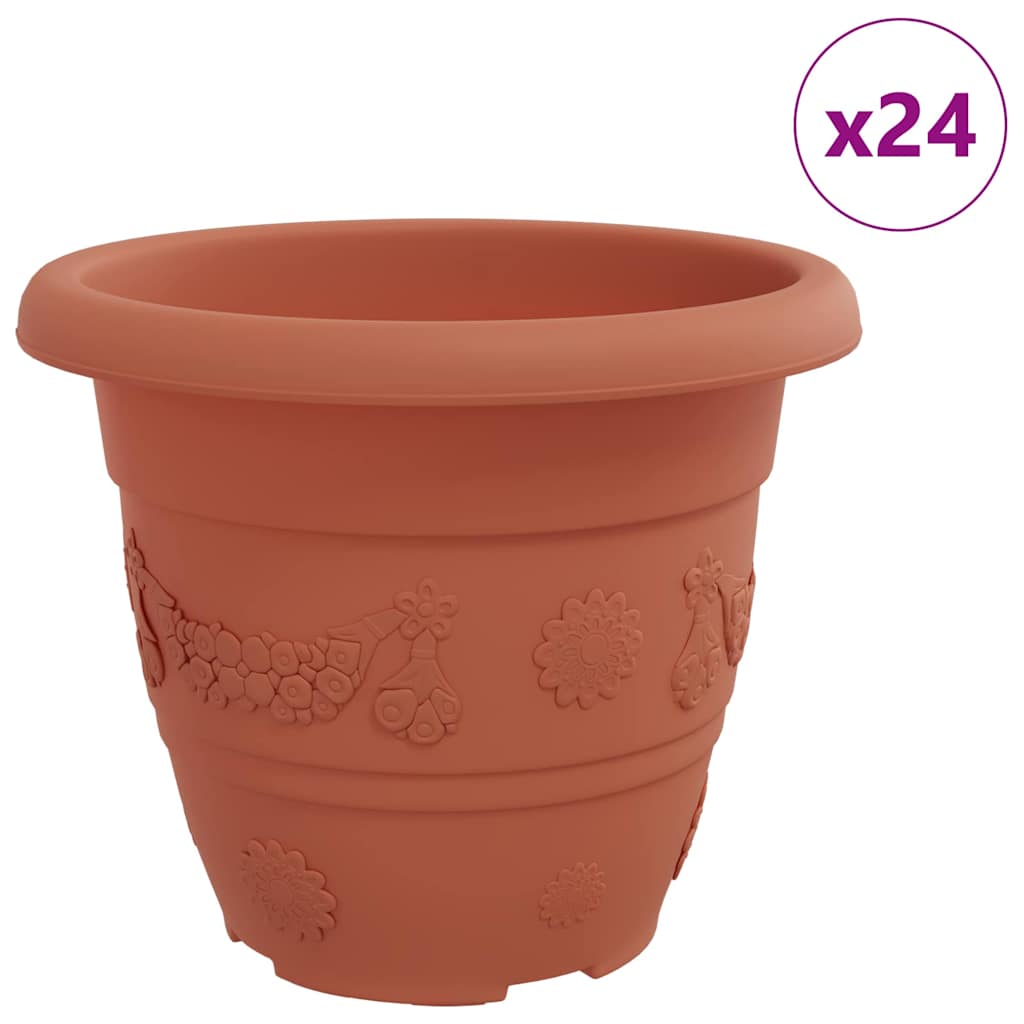 Vidaxl macetero redondo 24 piezas rojo ladrillo ø 26 x 21,5 cm plástico