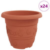 Vidaxl macetero redondo 24 piezas rojo ladrillo ø 26 x 21,5 cm plástico
