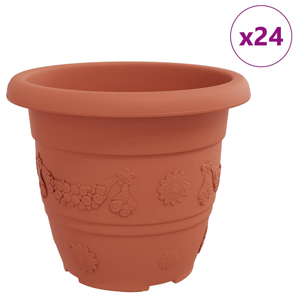 Vidaxl macetero redondo 24 piezas rojo ladrillo ø 26 x 21,5 cm plástico