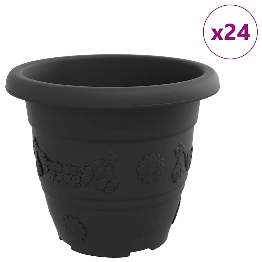 Vidaxl macetero redondo 24 piezas negro ø 26 x 21,5 cm plástico