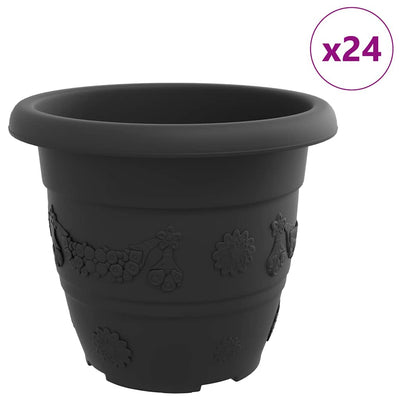 Vaso da fiori rotondo Vidaxl 24 pz nero ø 26 x 21,5 cm in plastica