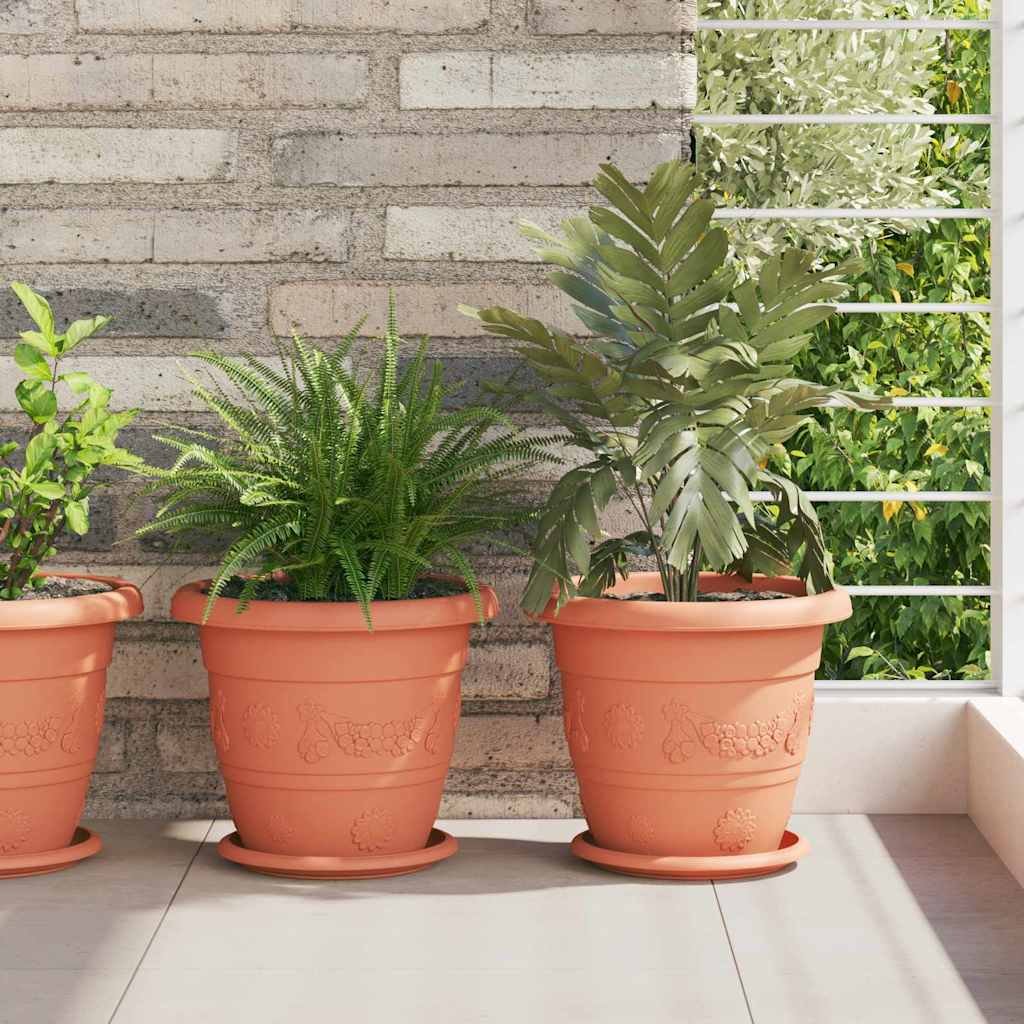 Vidaxl floreros redondos 6 piezas rojo ladrillo ø 19 x 2 cm plástico