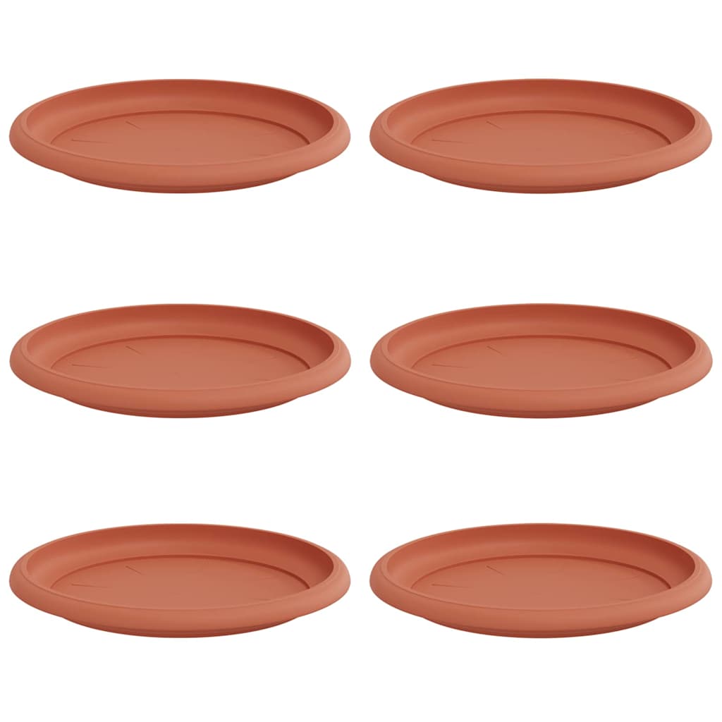 Vidaxl floreros redondos 6 piezas rojo ladrillo ø 19 x 2 cm plástico