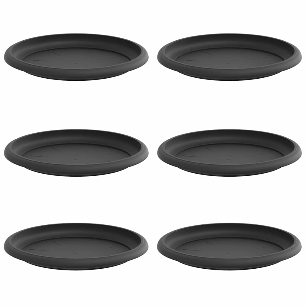 Vidaxl floreros redondos 6 piezas negro ø 17,5 x 2 cm plástico