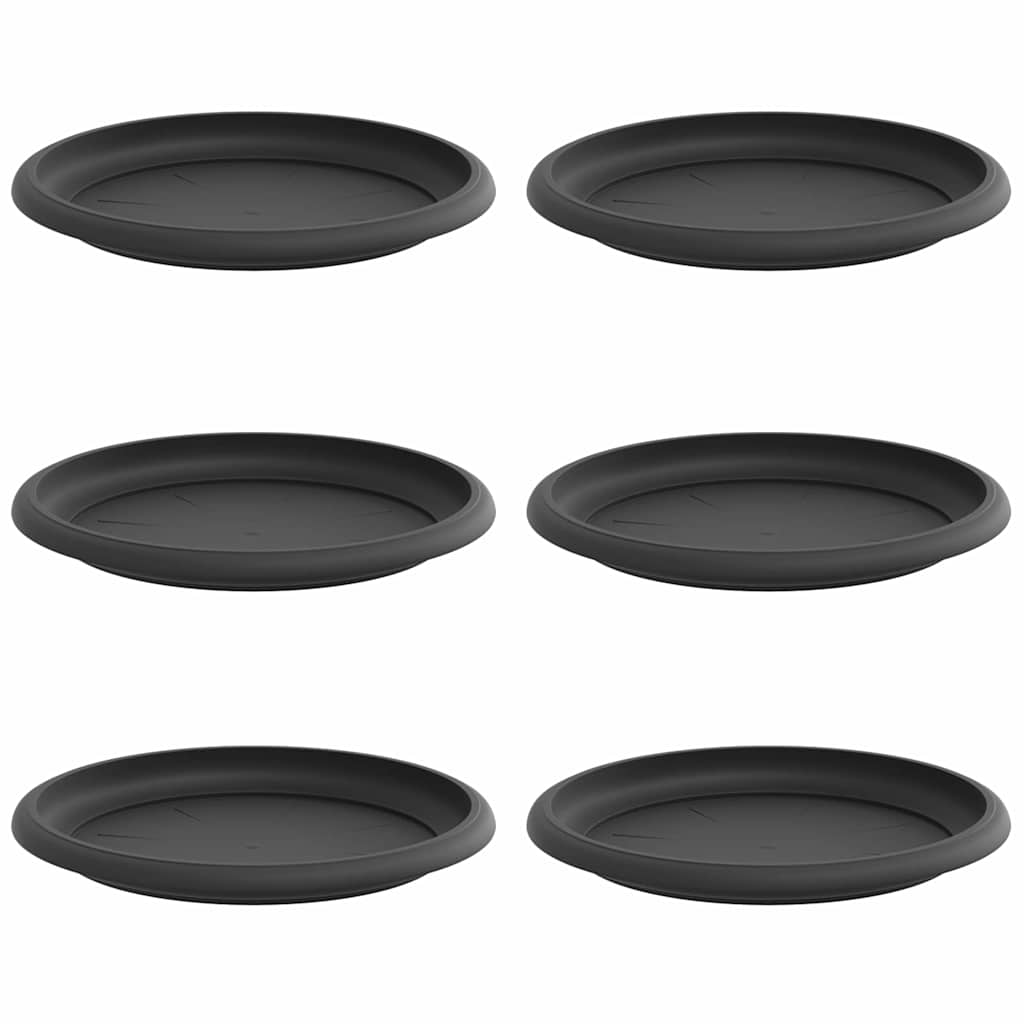 Vidaxl floreros redondos 6 piezas negro ø 19 x 2 cm plástico
