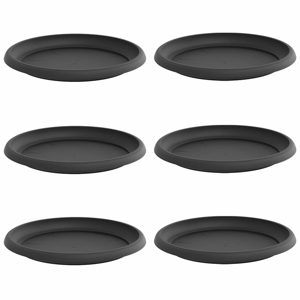 Vidaxl floreros redondos 6 piezas negro ø 14 x 2 cm plástico
