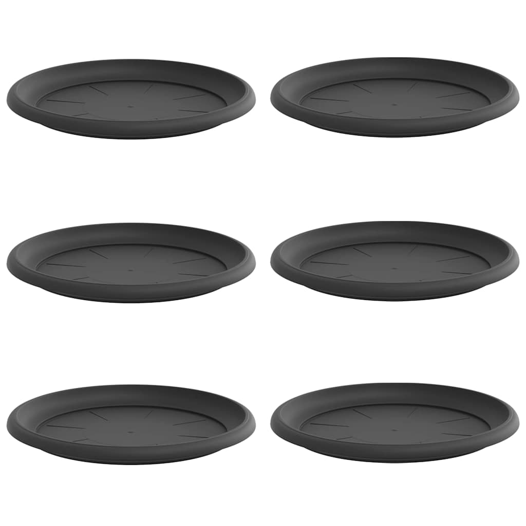 Vidaxl floreros redondos 6 piezas negro ø 14 x 2 cm plástico