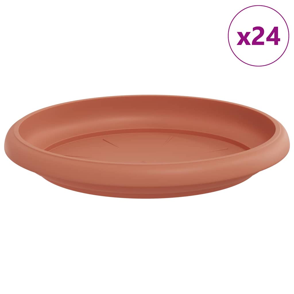 Vidaxl floreros redondos 24 piezas rojo ladrillo ø 14 x 2 cm plástico