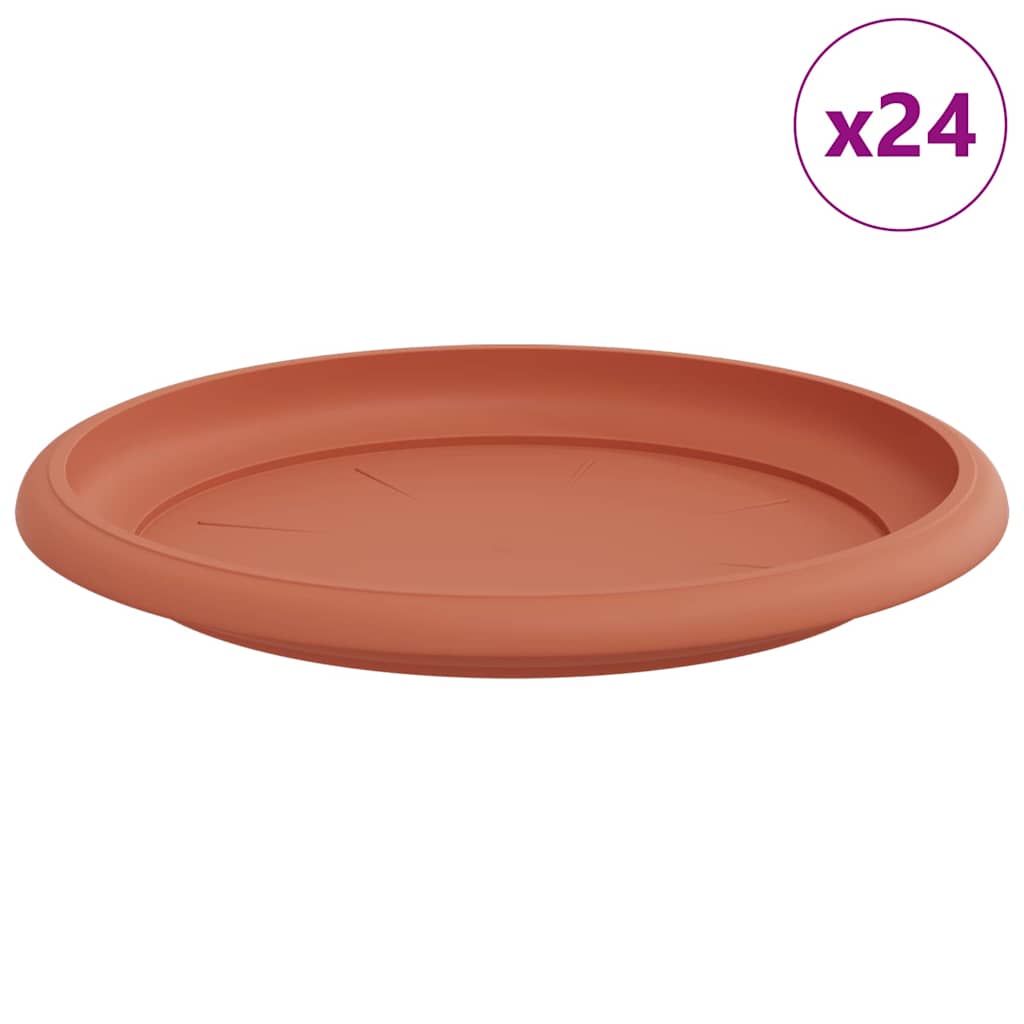 Vidaxl floreros redondos 24 piezas rojo ladrillo ø 14 x 2 cm plástico