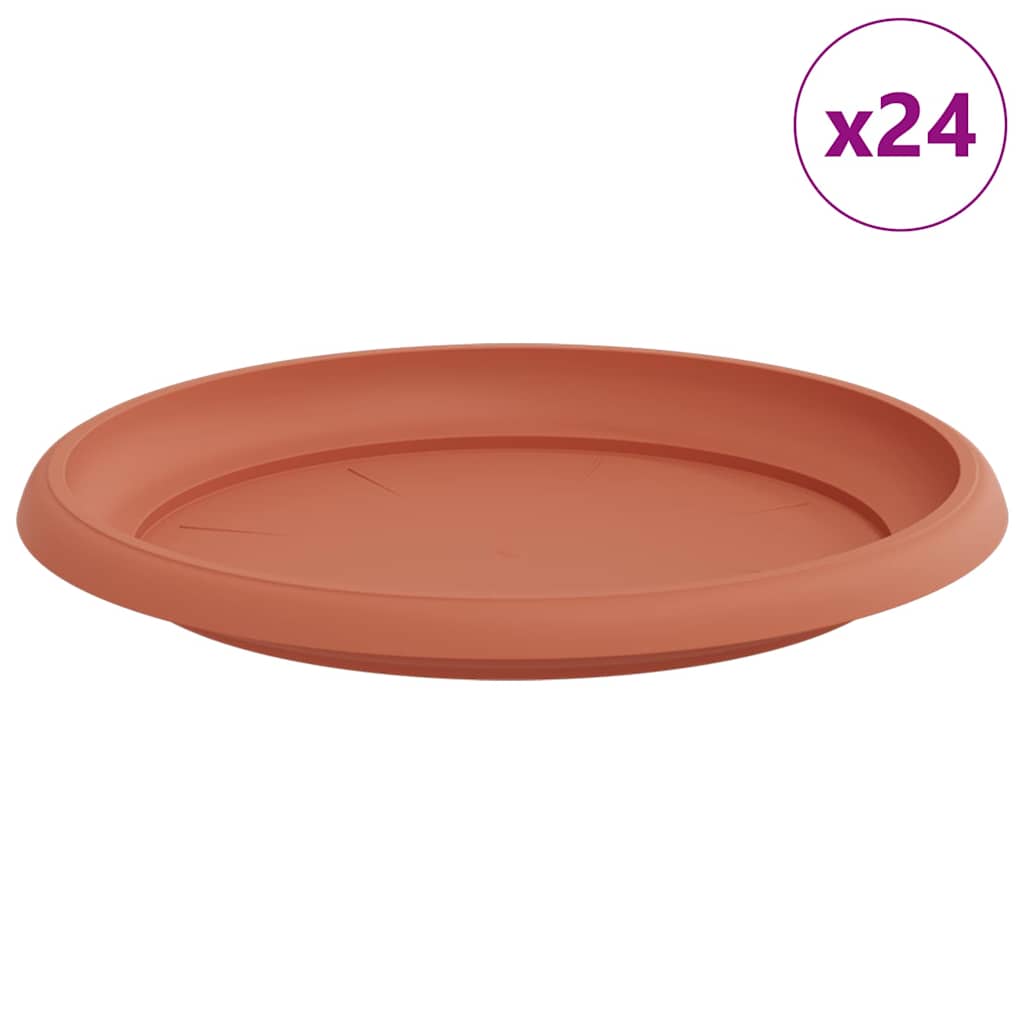 Vidaxl ronde bloemenschalen 24 pcs baksteenrood ø 23,5 x 2,5 cm