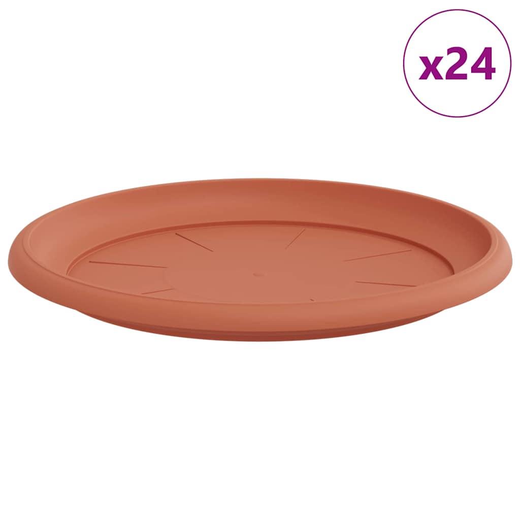 Vidaxl ronde bloemenschalen 24 pcs baksteenrood ø 27 x 2,5 cm