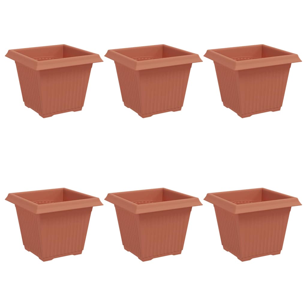 Vidaxl vierkante bloempot 6 pcs baksteenrood 20 x 20 x 16 cm kunststof