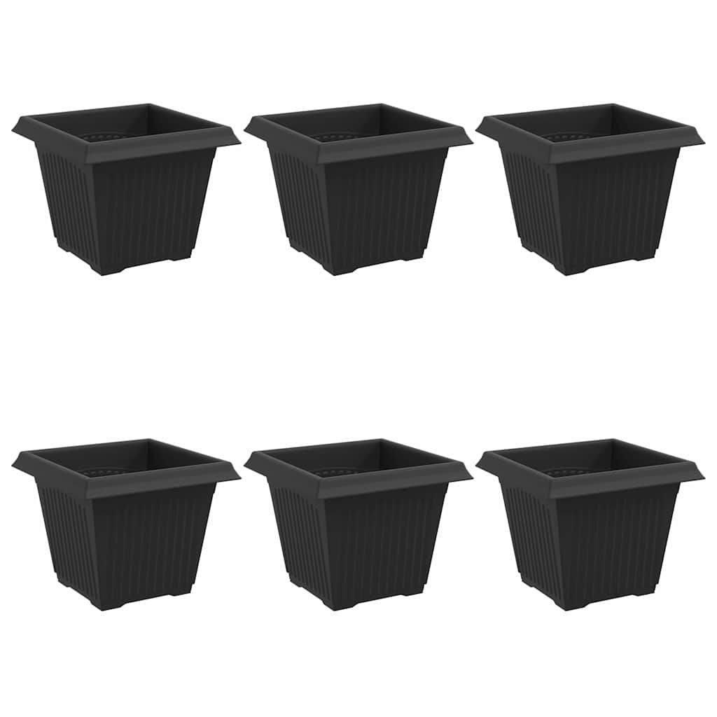 Vidaxx macetero cuadrado 6 piezas negro 20 x 20 x 16 cm plástico