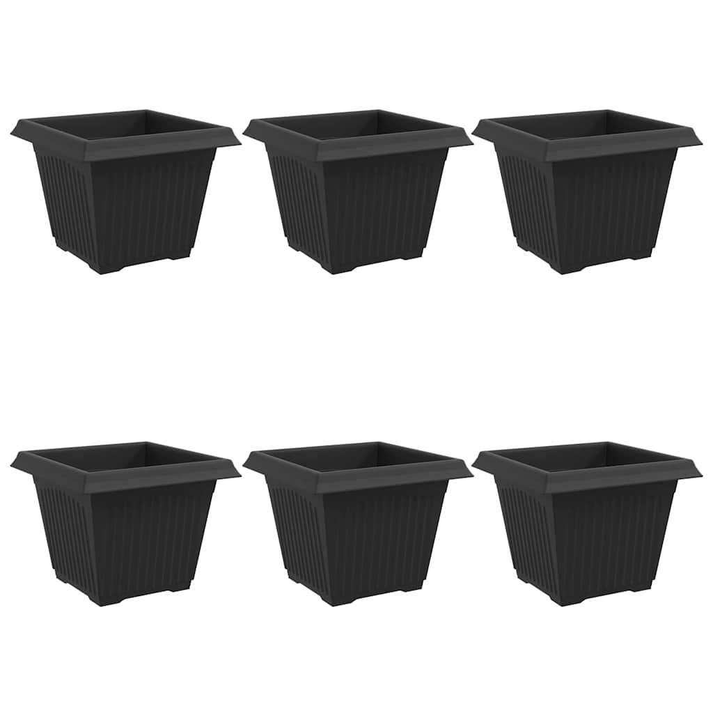 Vidaxxl macetero cuadrado 6 piezas negro 28,5 x 28,5 x 22 cm plástico