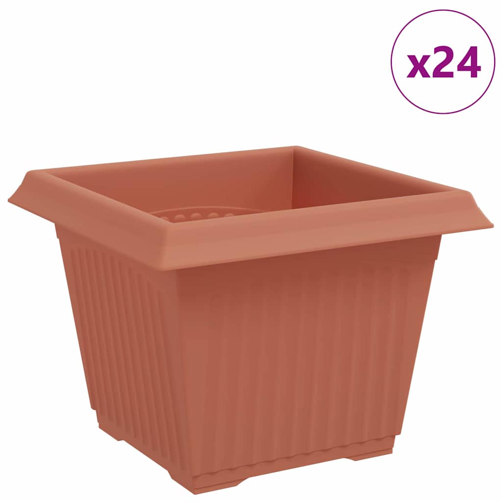 Vidaxl vierkante bloempot 24 pcs baksteenrood 23 x 23 x 17,5 cm