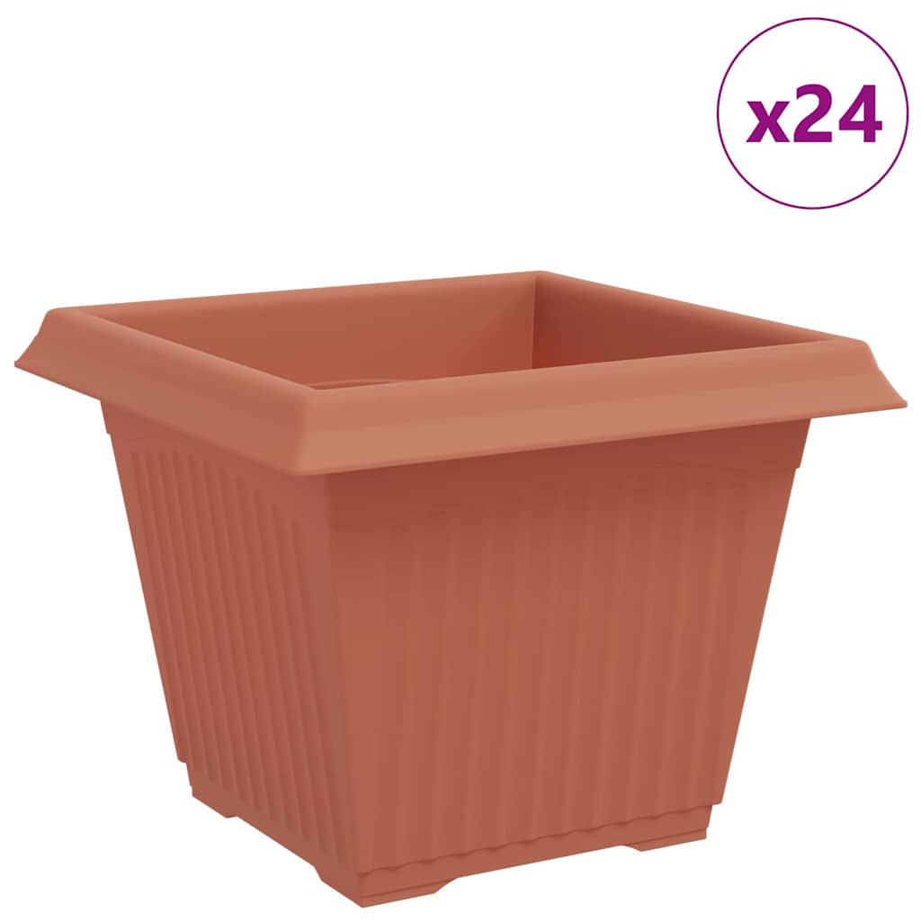Vidaxl vierkante bloempot 24 pcs baksteenrood 28,5 x 28,5 x 22 cm