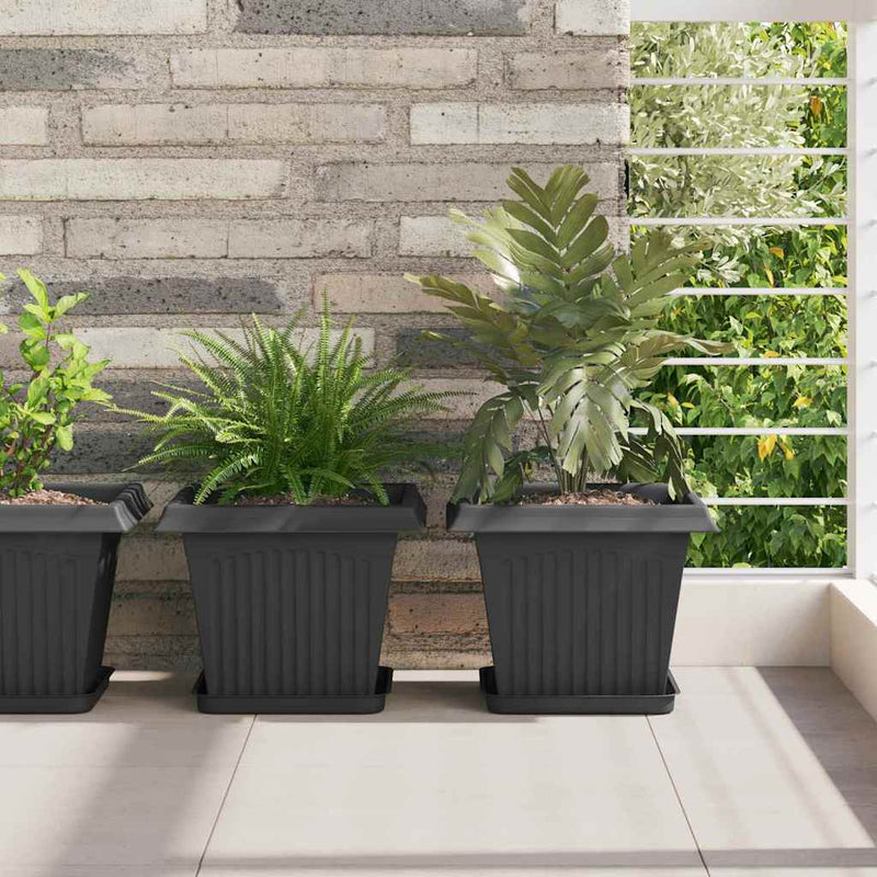 Vidaxx macetero cuadrado 24 piezas negro 28,5 x 28,5 x 22 cm plástico