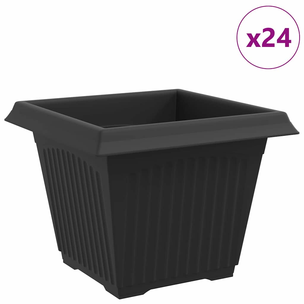 Vidaxx macetero cuadrado 24 piezas negro 28,5 x 28,5 x 22 cm plástico