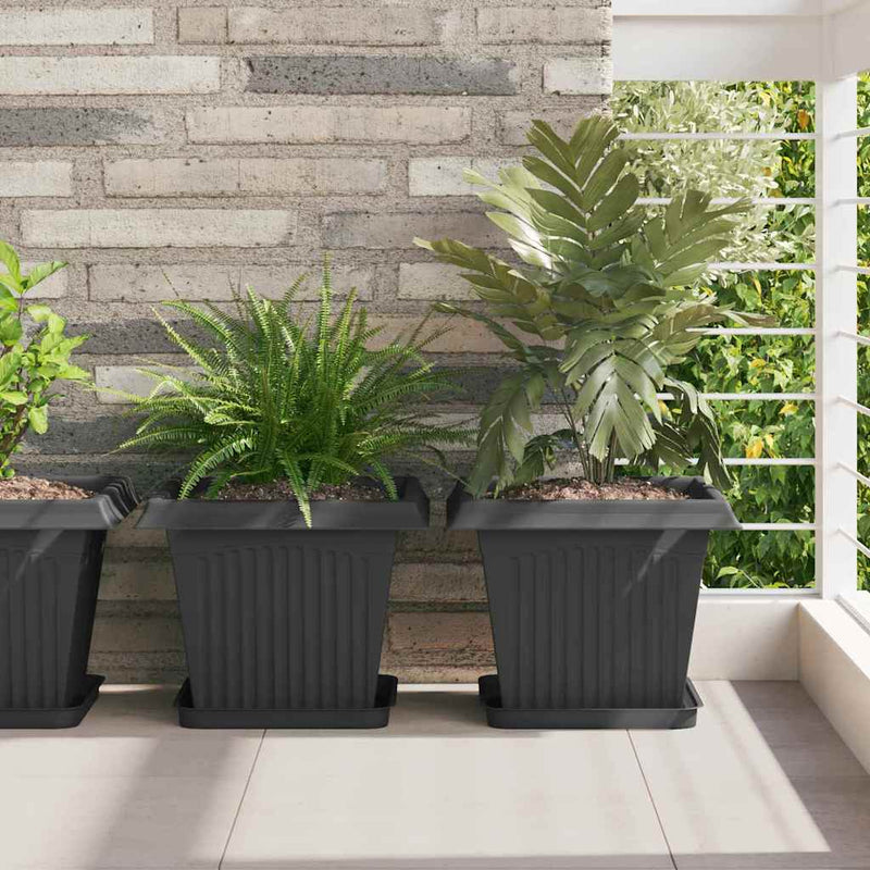 Vidaxx macetero cuadrado 24 piezas negro 33 x 33 x 26 cm plástico