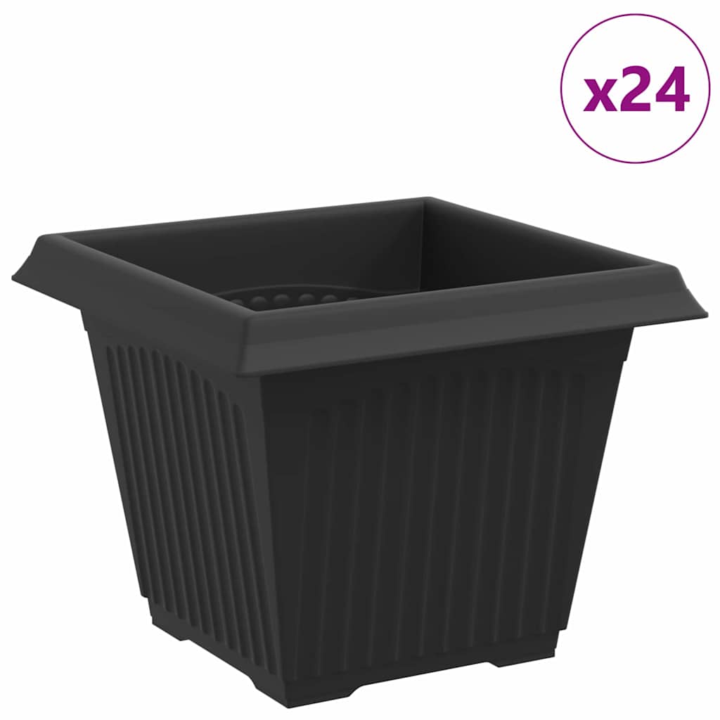 Vidaxx macetero cuadrado 24 piezas negro 33 x 33 x 26 cm plástico