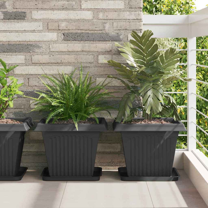 VidaXL macetero cuadrado 24 piezas negro 38 x 38 x 30 cm plástico