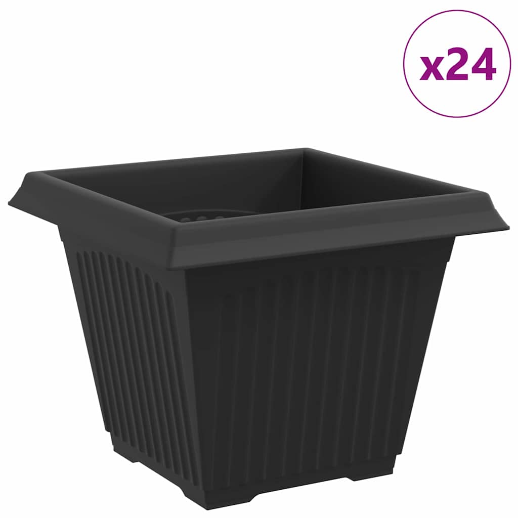 VidaXL macetero cuadrado 24 piezas negro 38 x 38 x 30 cm plástico
