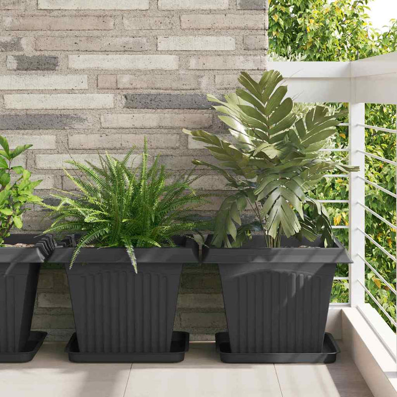 Vidaxxl macetero cuadrado 24 piezas negro 43 x 43 x 33,5 cm plástico