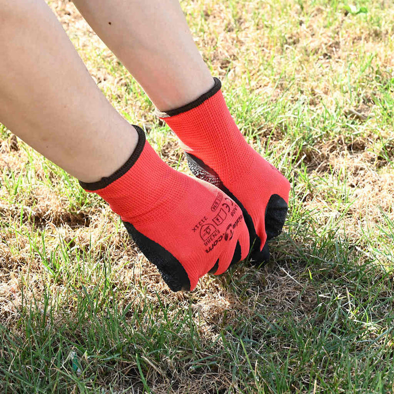 Vidaxl werkhandschoenen 12 pcs rood en zwart 8 m latexcoating