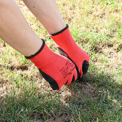 Vidaxl werkhandschoenen 12 pcs rood en zwart 9 l latexcoating