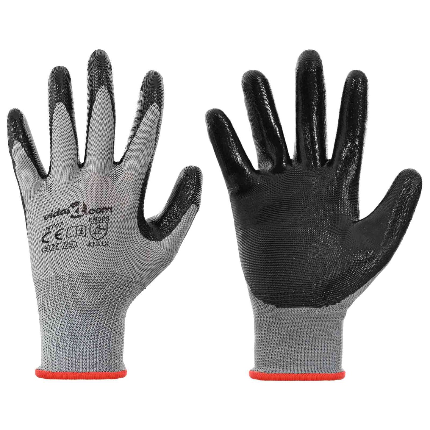 Vidaxl werkhandschoenen 12 pcs grijs en zwart 7 s polyester