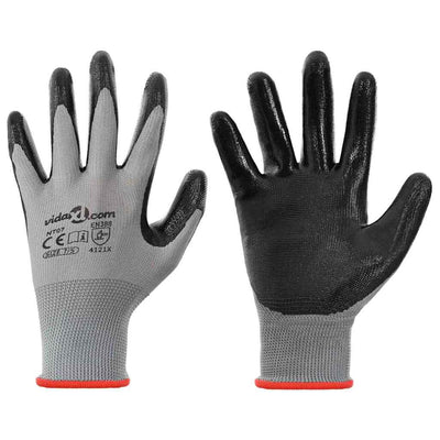 Guanti da lavoro Vidaxl 24 pz grigio e nero 7 s poliestere