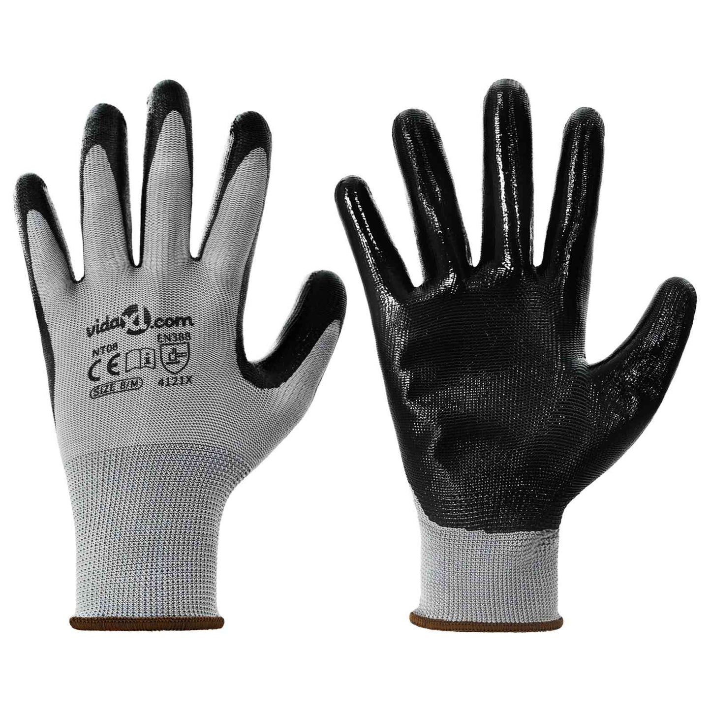 Vidaxl werkhandschoenen 24 pcs grijs en zwart 8 m polyester