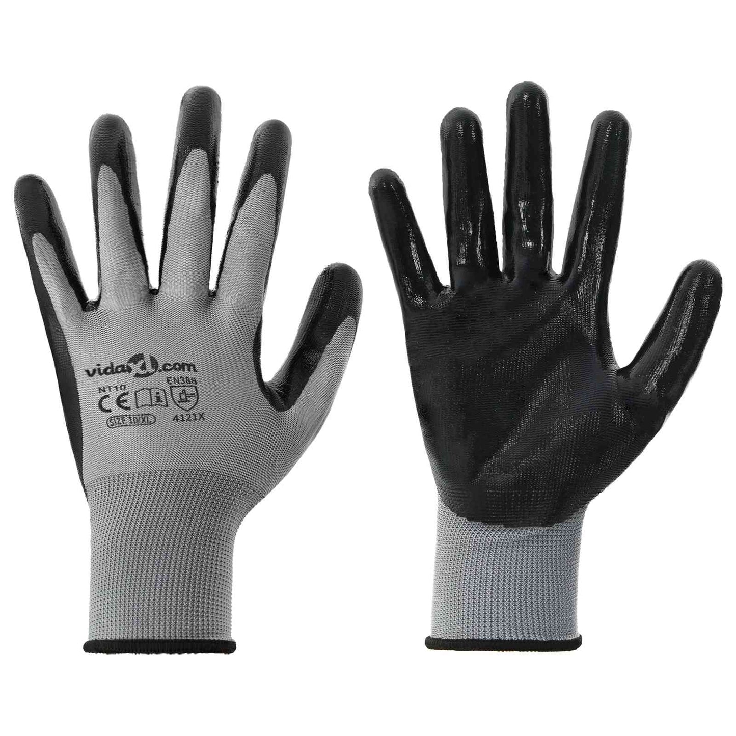 Vidaxl werkhandschoenen 24 pcs grijs en zwart 10 xl polyester