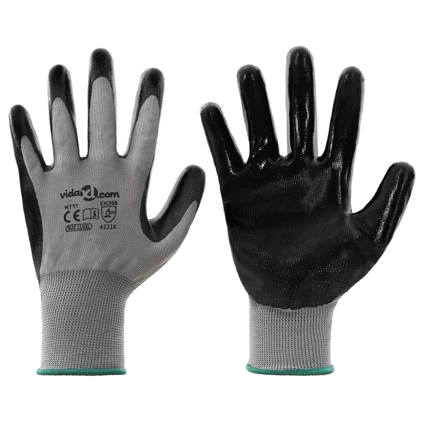 Vidaxl werkhandschoenen 24 pcs grijs en zwart 11 xxl polyester